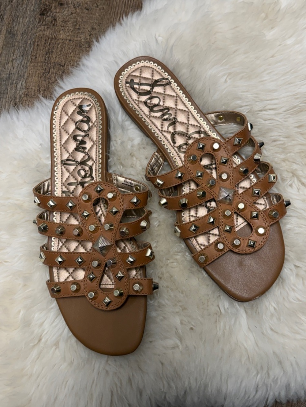 Sam Edelman Studded Brown Women's Slide Beatris Sandals size 9